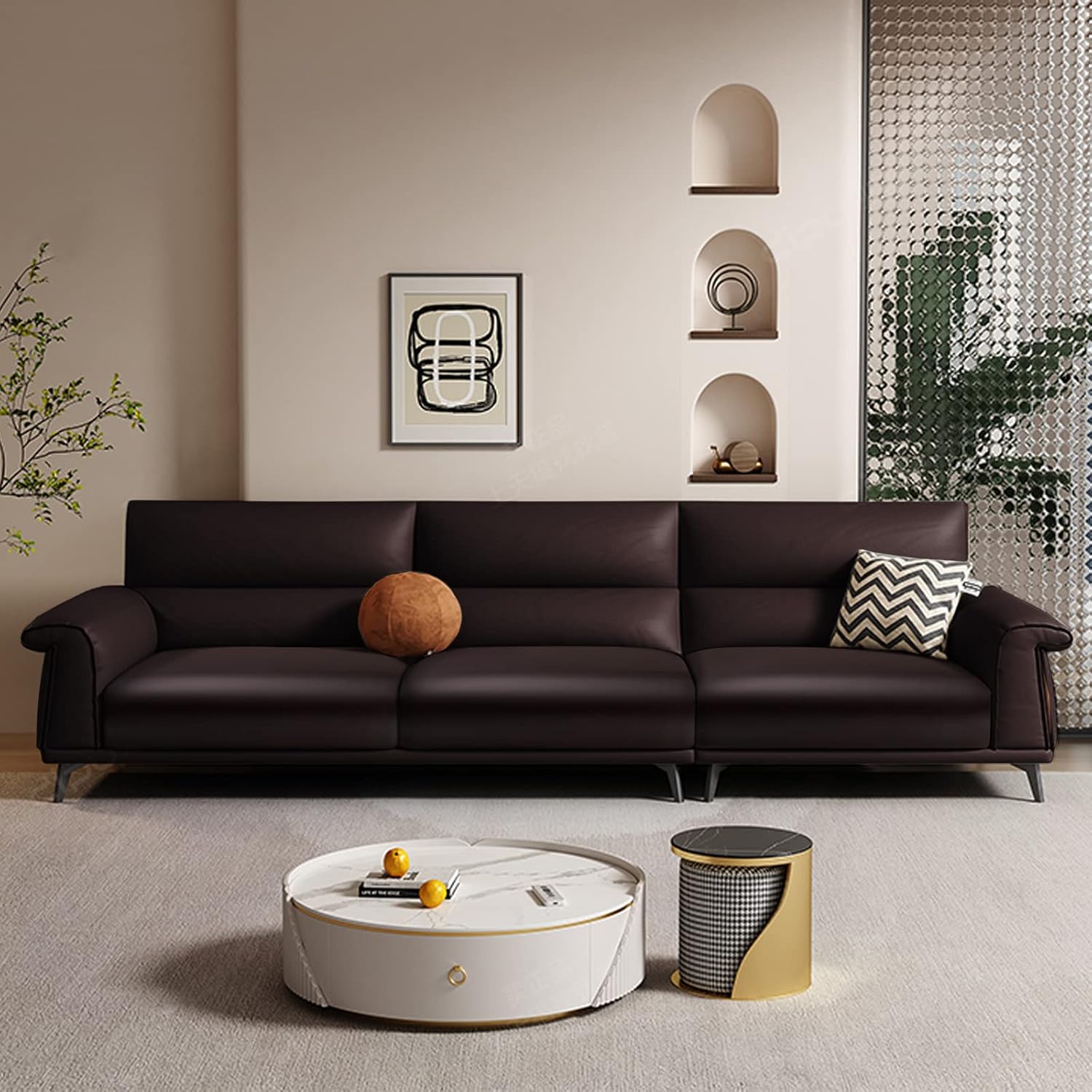 Fuloon PU Leather blend Couch Cushion Slipcover, Waterproof Stretch Covers for Sofa, RV Chair Seat Cover, Individual Loveseat Couch Cushion Replacement, PU Leather Sofa Slipcovers(2 Pack, Brown)