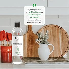 Bayes Food Grade Mineral Oil for Cutting Board - Mineral Oil Food Grade for Bamboo, Teak & Wood Conditioner and Protectant - Cutting Board Oil Food Grade Formula - Wood Oil for Cutting Board - 8 oz