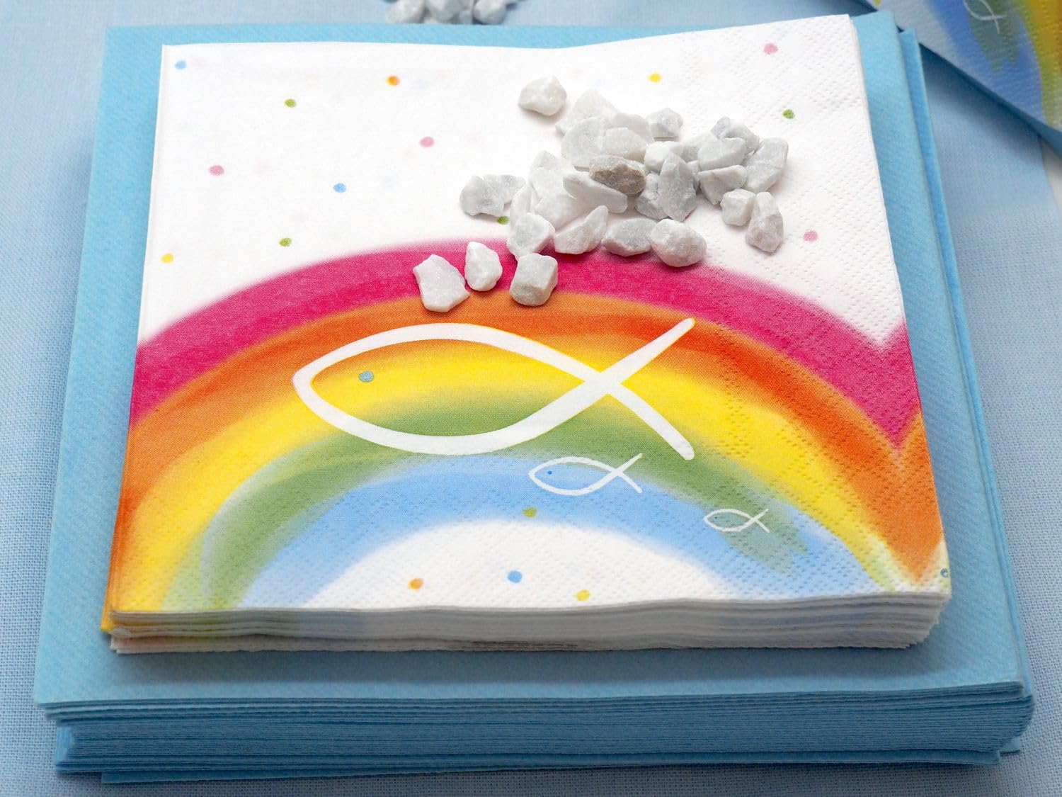 ZauberDeko Kommunion Konfirmation Deko Tischdeko Regenbogen Bunt Fisch Set 20 Personen