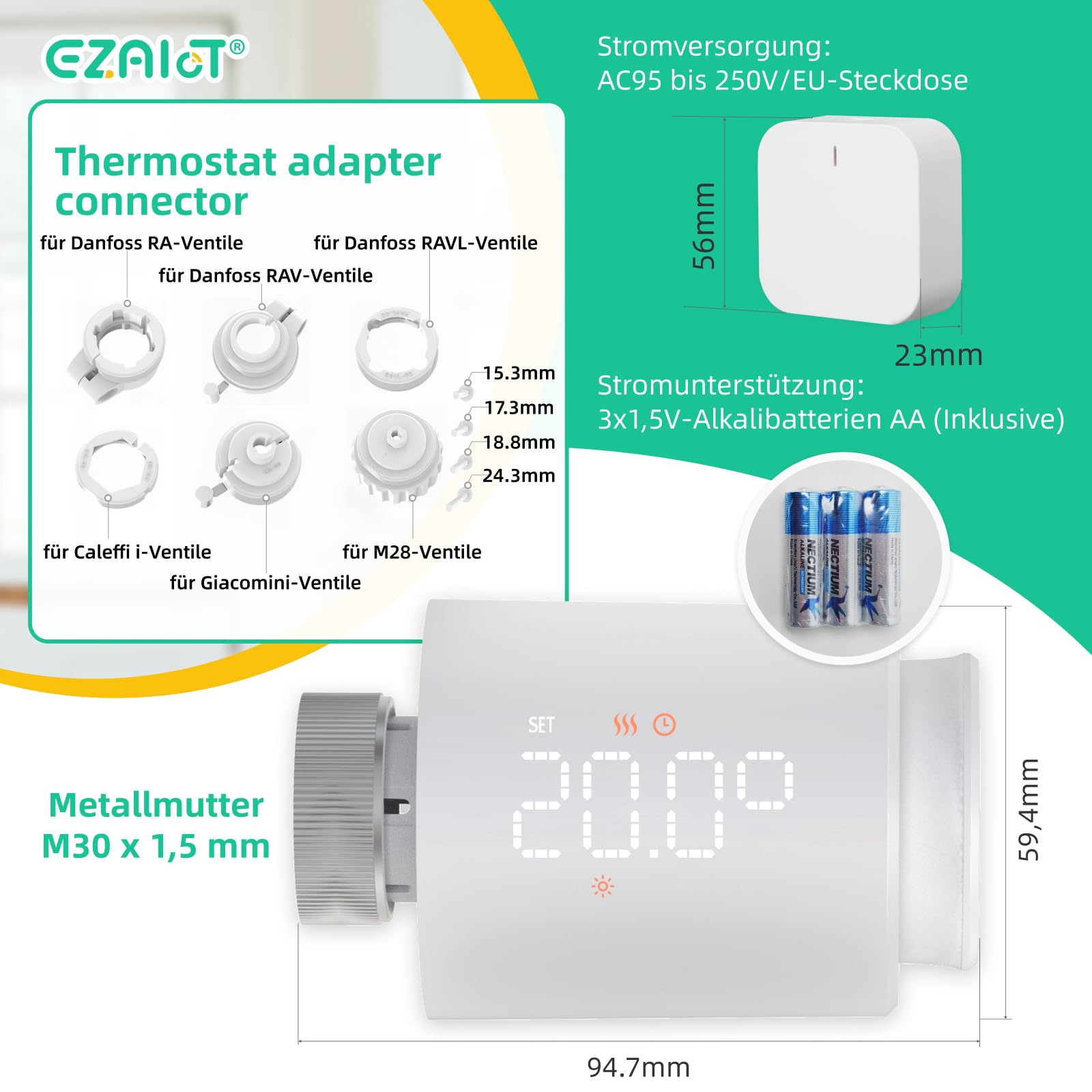 Zigbee Heizkörperthermostat Set mit Gateway TRV702Z
