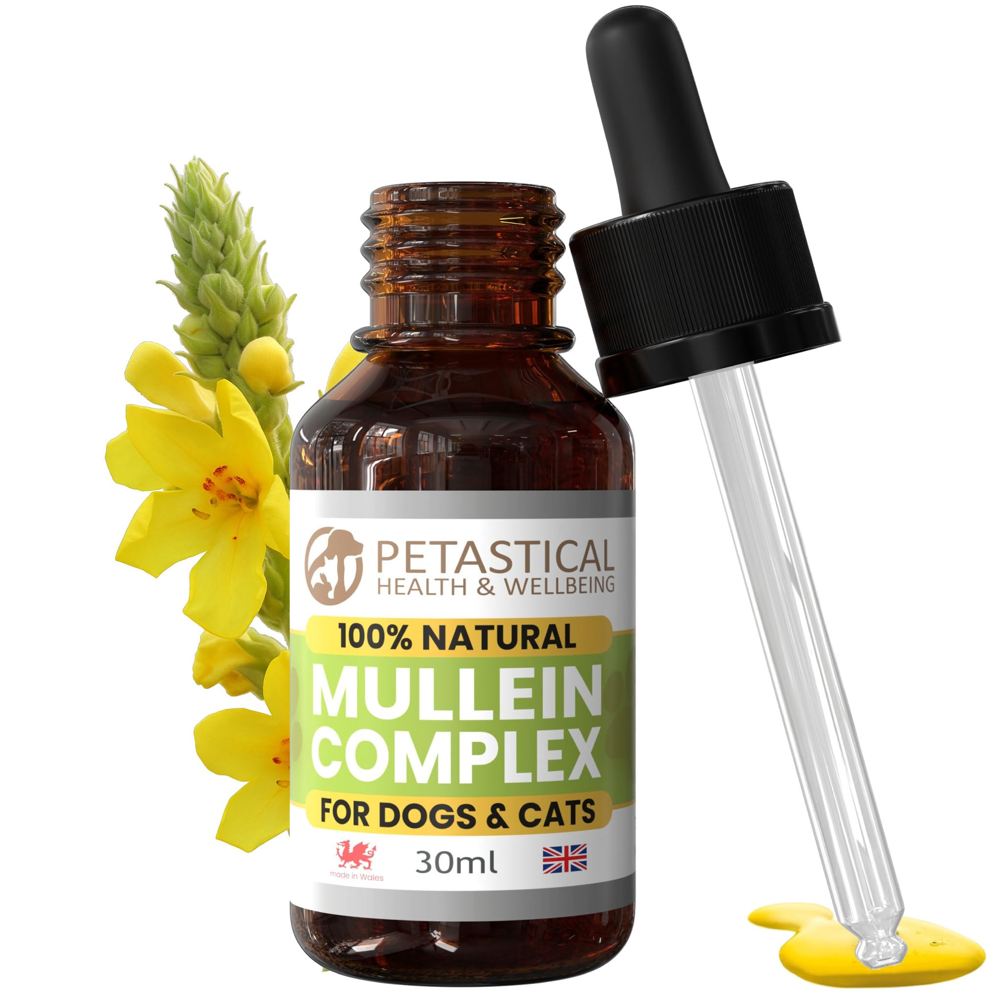 Petastical Mullein Complex for Dogs Cats Pets 100% Natural Respiratory Support, No Nasty Chemicals, Made in UK (30ml)