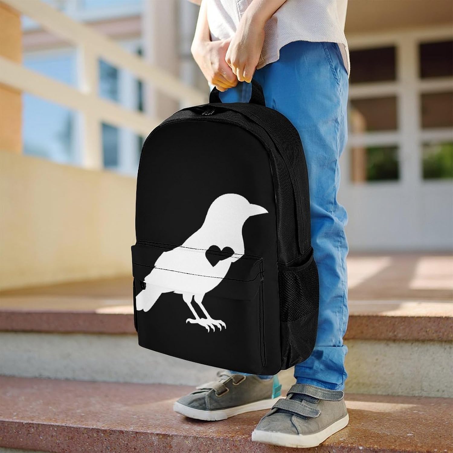 Bird Silhouette With Heart Backpack Lightweight Backpacks Work Bag