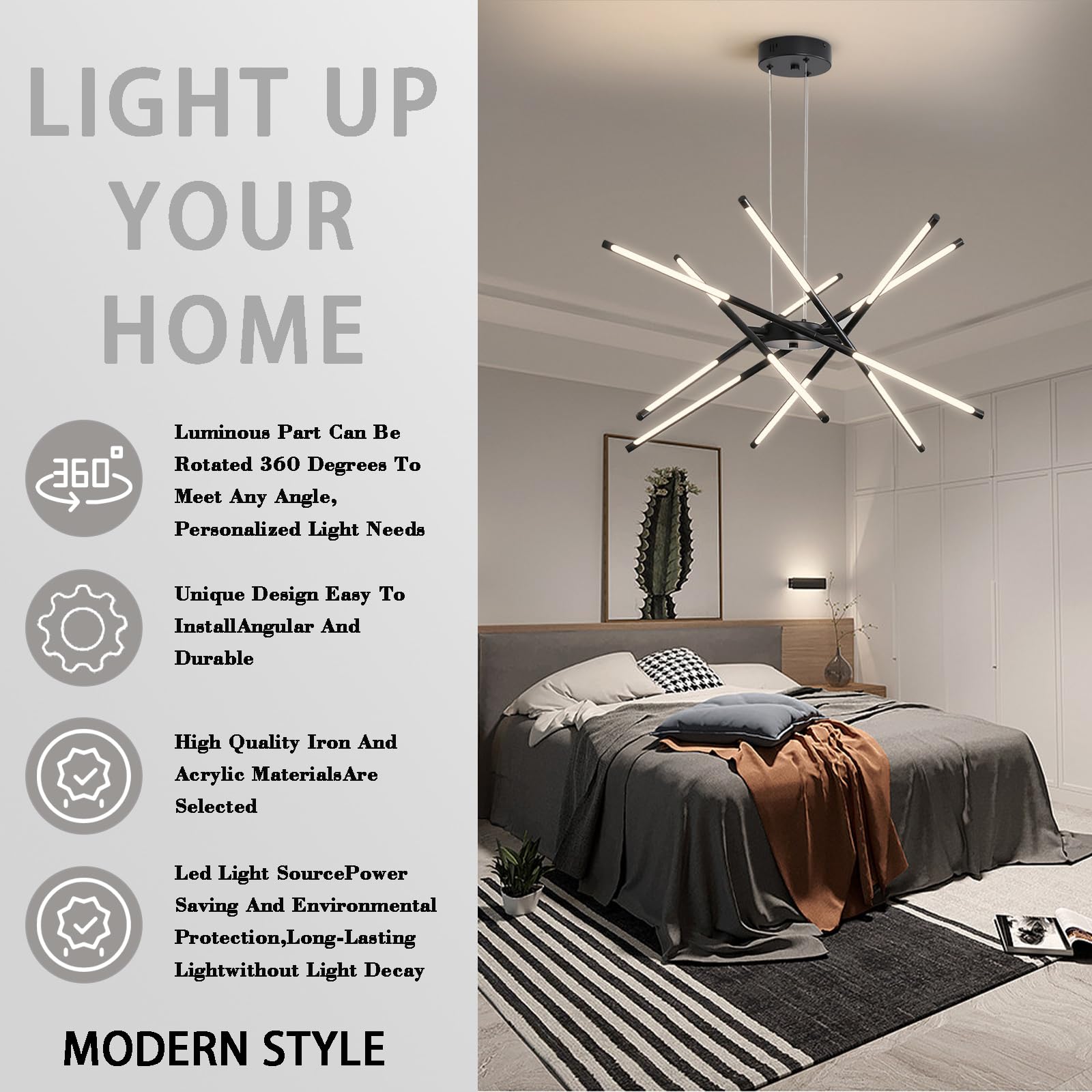 Moderne LED Spoetnik kroonluchter, zwart/goud industriële hanglamp, binnen hangende plafondverlichting met 12 koppen voor woonkamer, eetkamer, keuken, slaapkamer