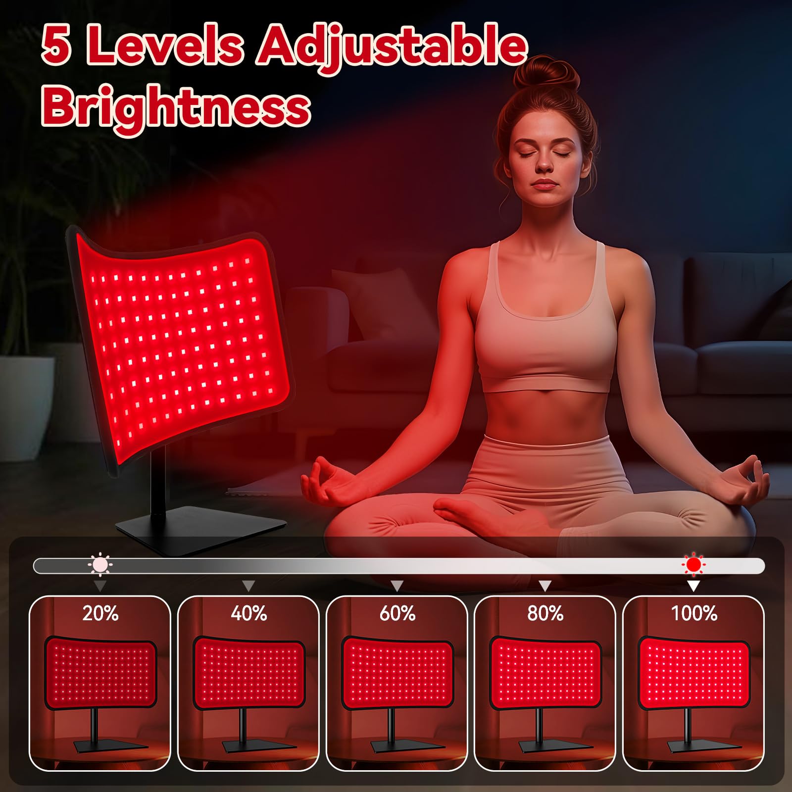 Red Light Therapy for Face Body, 2-in-1 Red Light Panel Device with Belt, 660nm & 850nm Near Infrared Light Therapy Lamp with Remote Control, 5 Adjustable Brightness & Timer for Skin Care, Relaxation