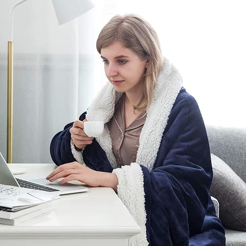 Vista 49 de IR Imperial Rooms Mantas Sherpa tamaño Queen – Mantas gruesas y cálidas para invierno, reversible, suave y esponjosa, tamaño Queen para cama, Morado