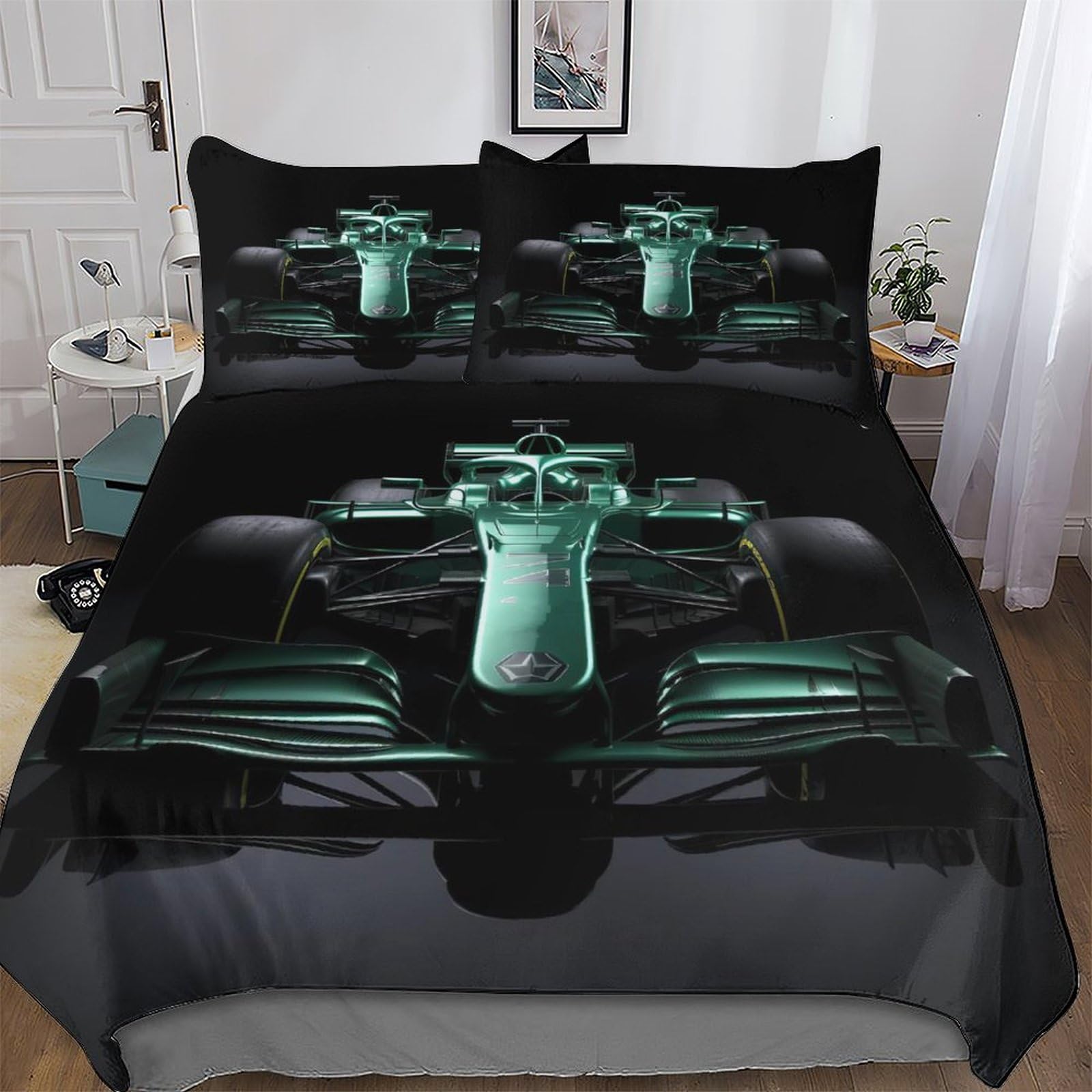 AASWDDS F1 Bedding Set Duvet Cover with Pillowcase Soft Microfiber Comforter Cover 3pcs For Boys, Girls And Teenagers Double (200x200cm)