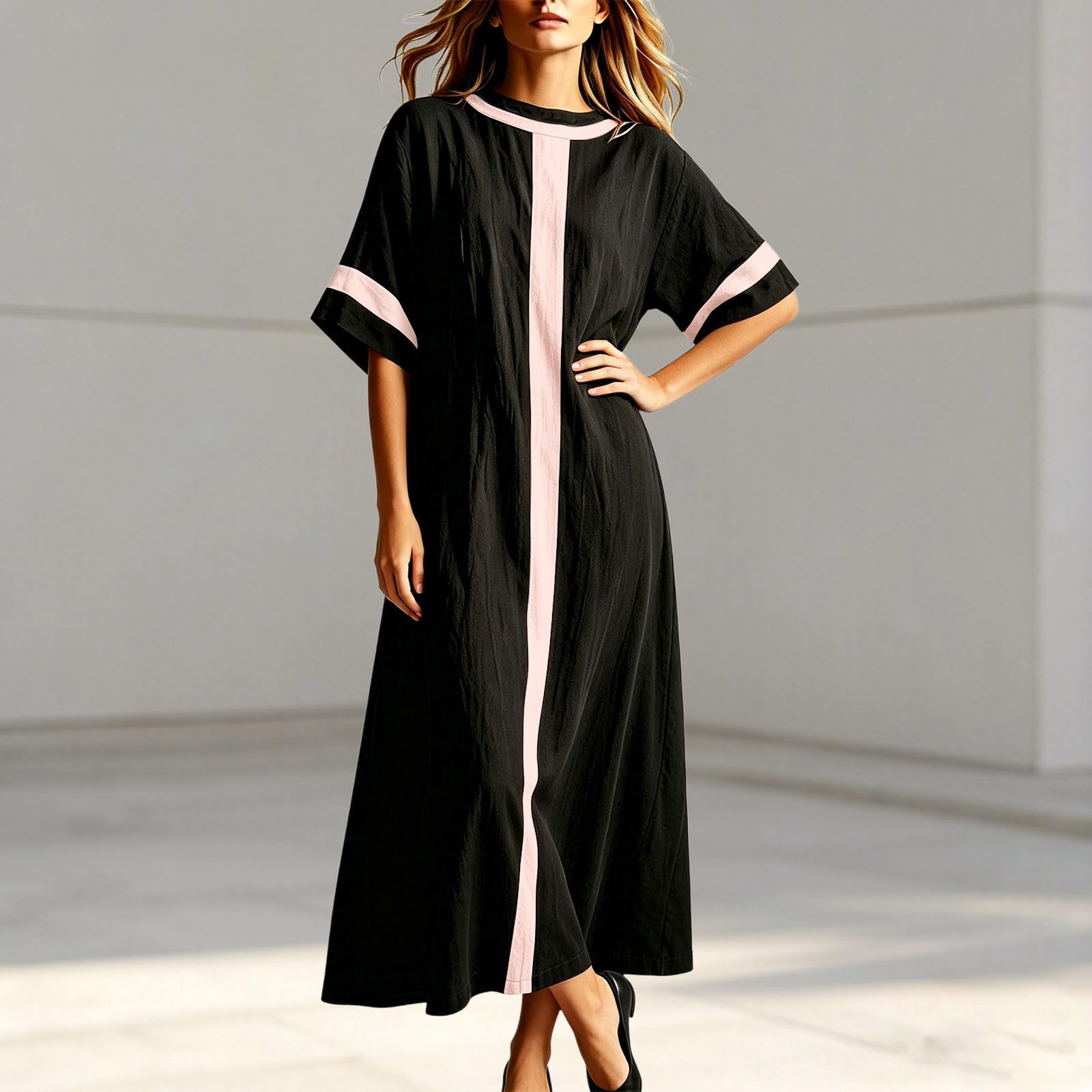 2026 Chemise Longue Bicolore Coupe Ample Style décontracté Confortable pour Femme Tenue Quotidienne dédiée aux journées Estivales
