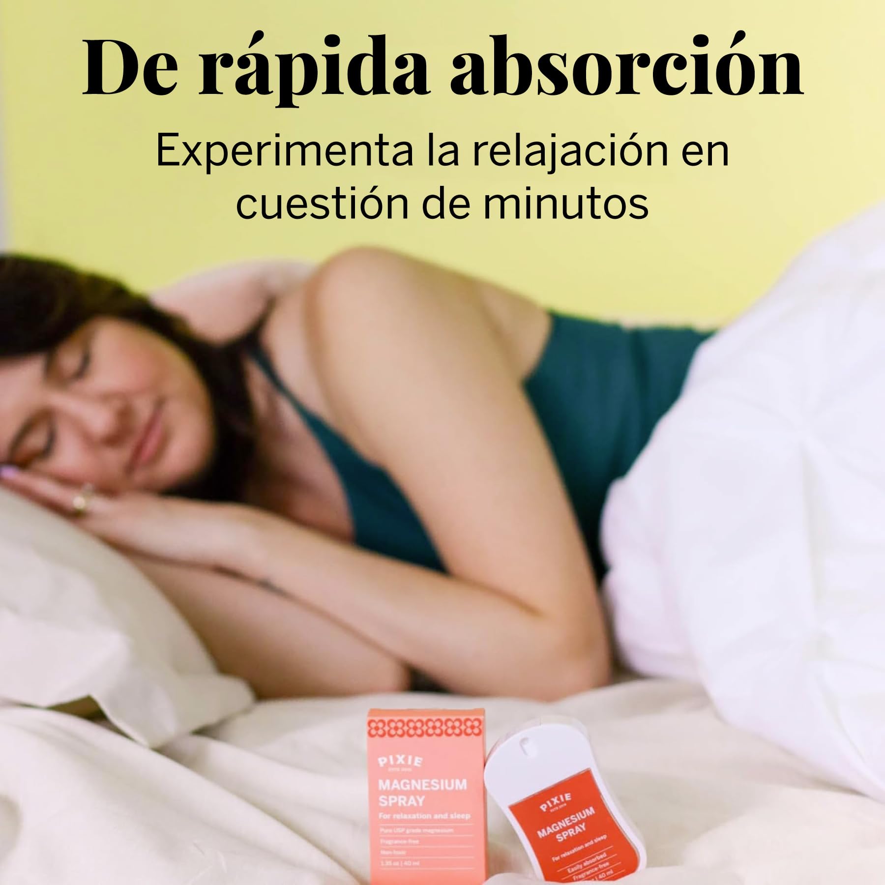 Pixie Spray de Magnesio Puro 40 ml – USP Grade – Alivio Tópico Rápido para Dolores, Sueño y Molestias Menstruales – Tamaño Viaje, No Tóxico