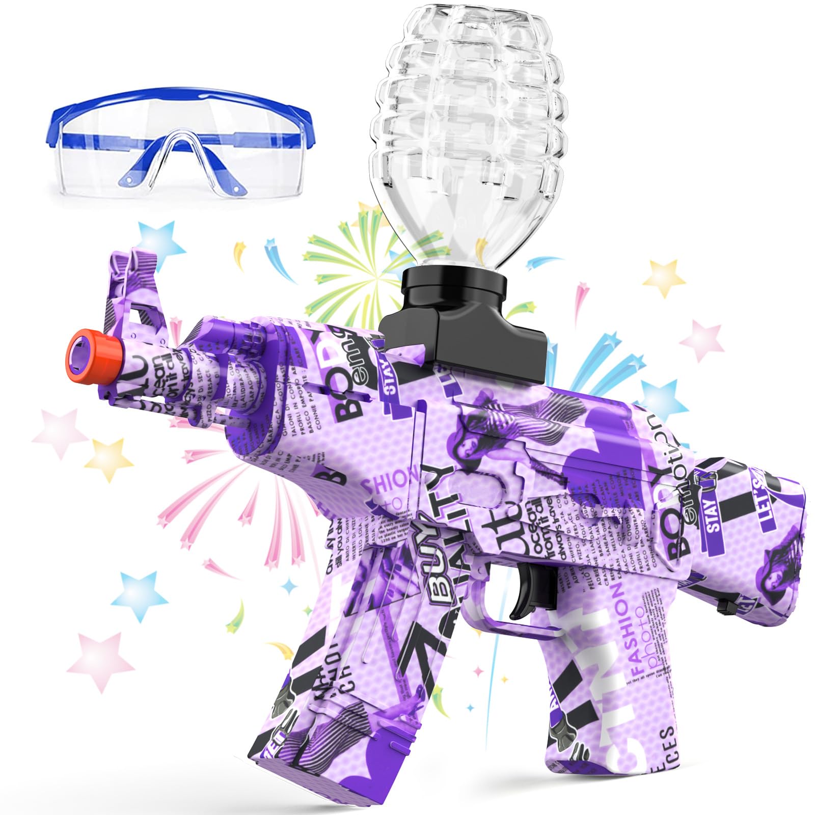 Gel Ball Blaster Gun Automatic, Electric Gel Gun Blaster Toy with Splat Shooting, Outdoor Team Games & Birthday Gift, Ages 15+, Purple