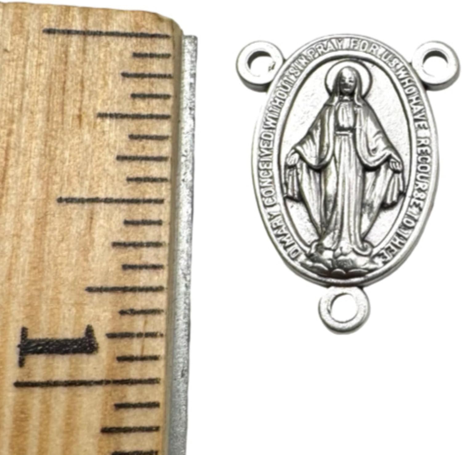 Westmon Works Miraculous Medal Rosary Centerpiece Set Italian Metal Center with Laminated Our Lady Prayer Holy Card, Pack of 5 - Image 5