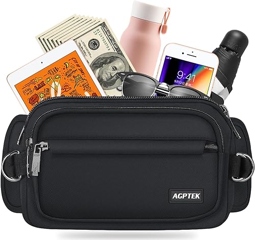 Miniatura 8 de AGPTEK Riñonera para mujeres y hombres, bolsa de cintura ajustable, para viajes, correr, ir de compras, senderismo, pasear perros, ciclismo,