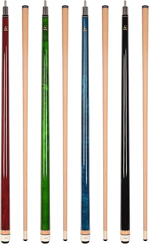 ASKA Juego de 2 palos de billar sin envoltura L3, arce canadiense Hard Rock de 58 pulgadas, punta de cuero duro de 0.512 in, pesos mixtos y colores
