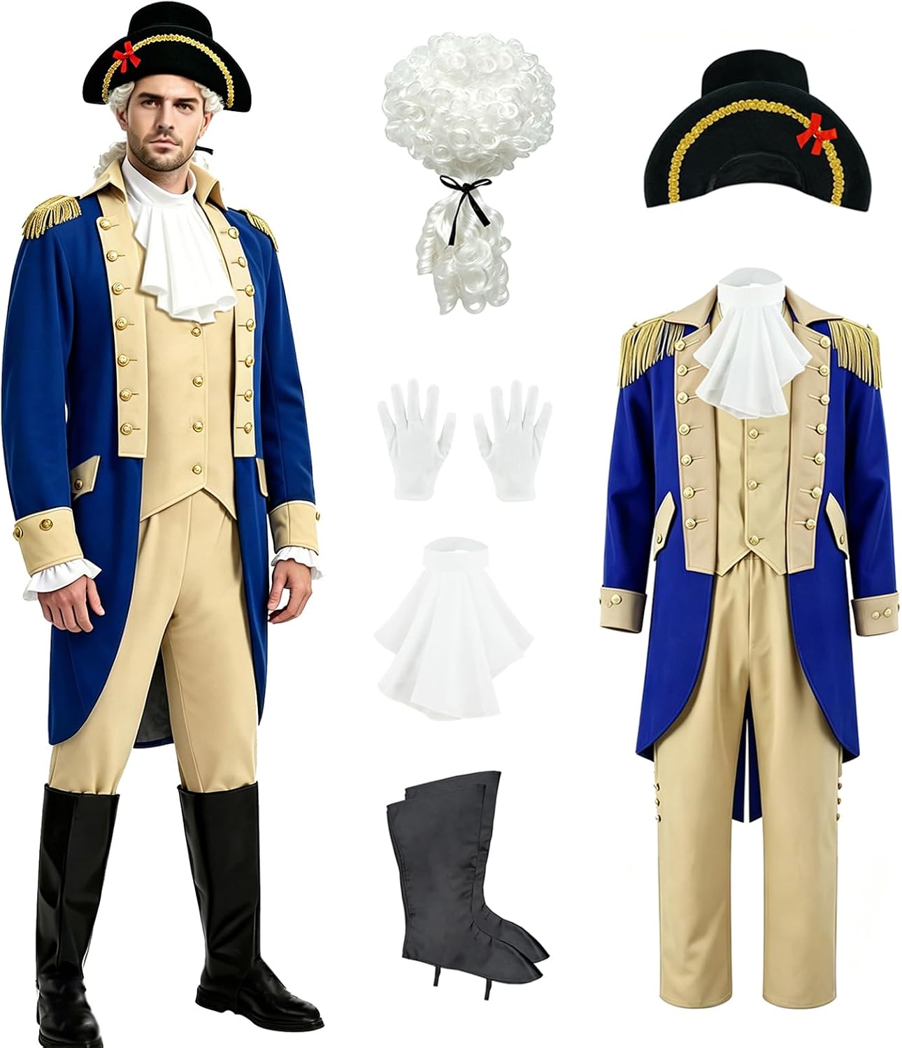Mens Founding Father Costume Adult, Colonial George Washington Costume, Revolutionary War costume Halloween Outfit
