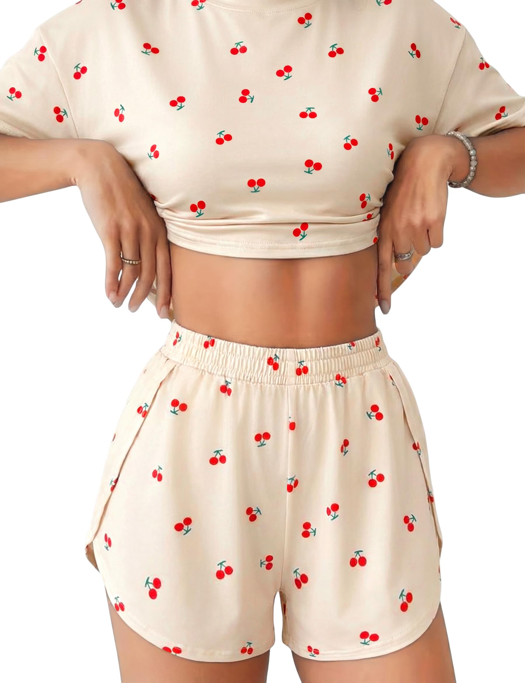 Demegimi Schlafanzug Damen Kurz Pyjama Set Sommer Shorty Nachtwäsche Loungewear Sexy Sleepwear Top Shorts