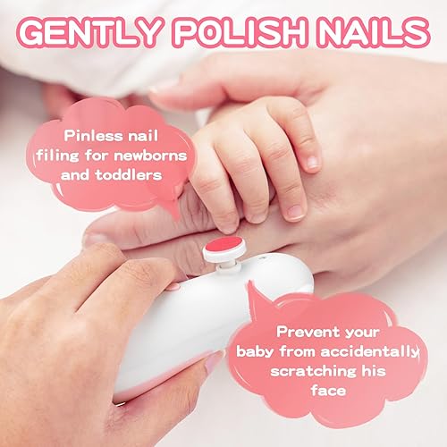Miniatura 4 de Cortadora de uñas eléctrica para bebés, lima 6 en 1, kit de aseo de lima de uñas para niños pequeños o adultos (rosa)