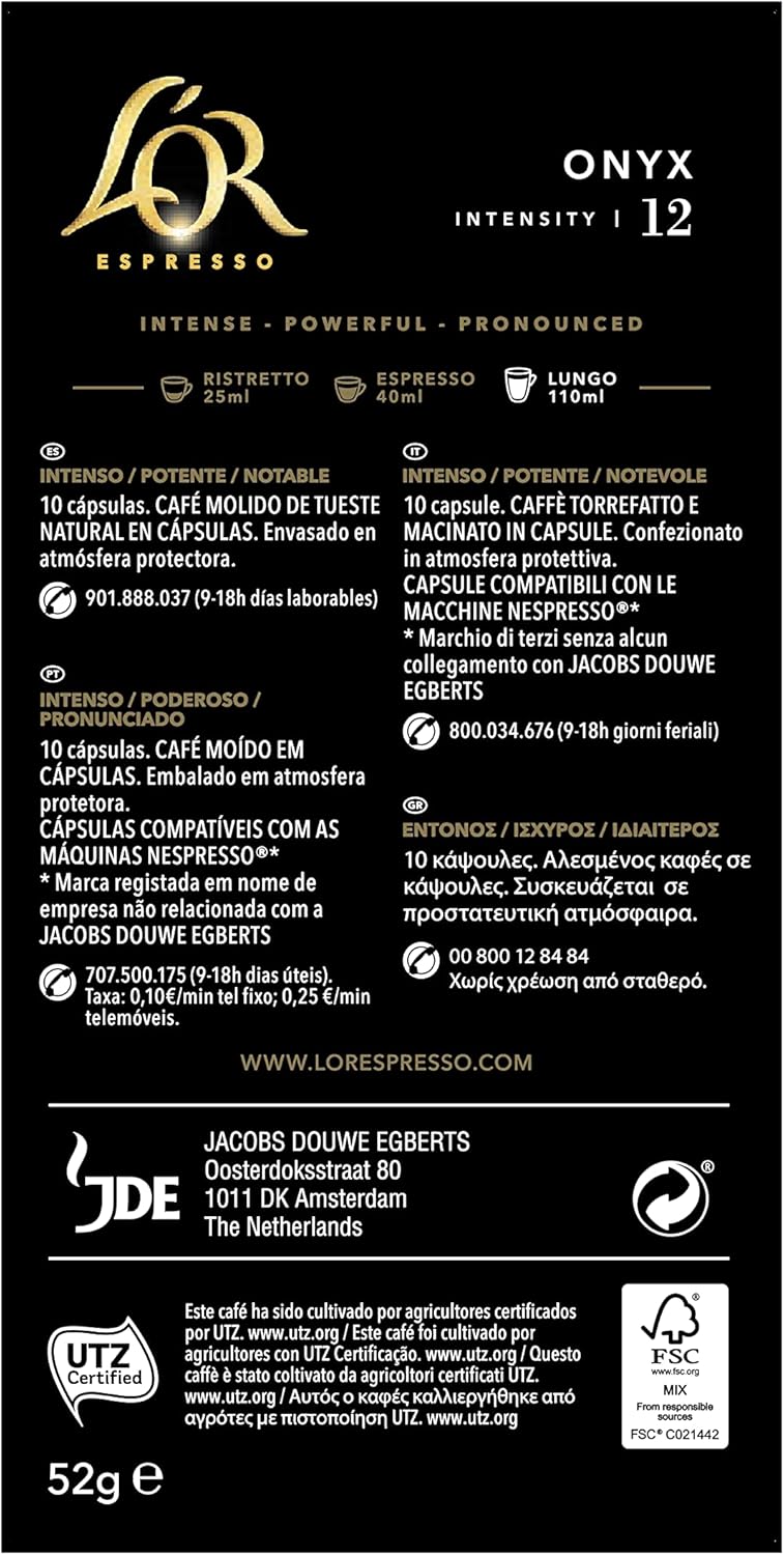L'Or Espresso Café Cápsulas Onyx - 10 Cápsulas Compatibles Nespresso :  Amazon.es: Alimentación y bebidas