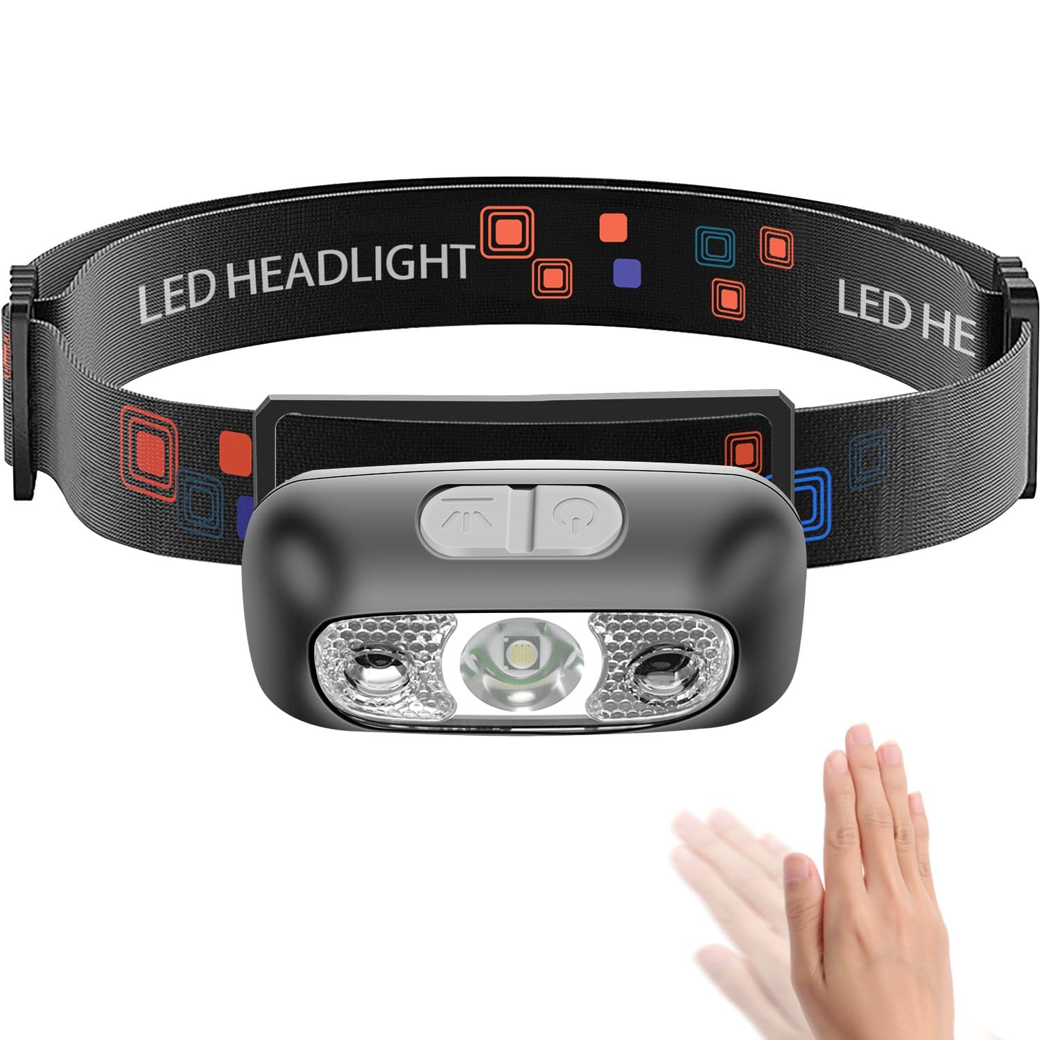 Headlamp, USB-C Rechargeable,90-Degree Adjustable,Flashlight with Motion Sensor,Waterproof Lightweight 42g,Bright Headlamps for Running,Camping,Running-picture-18