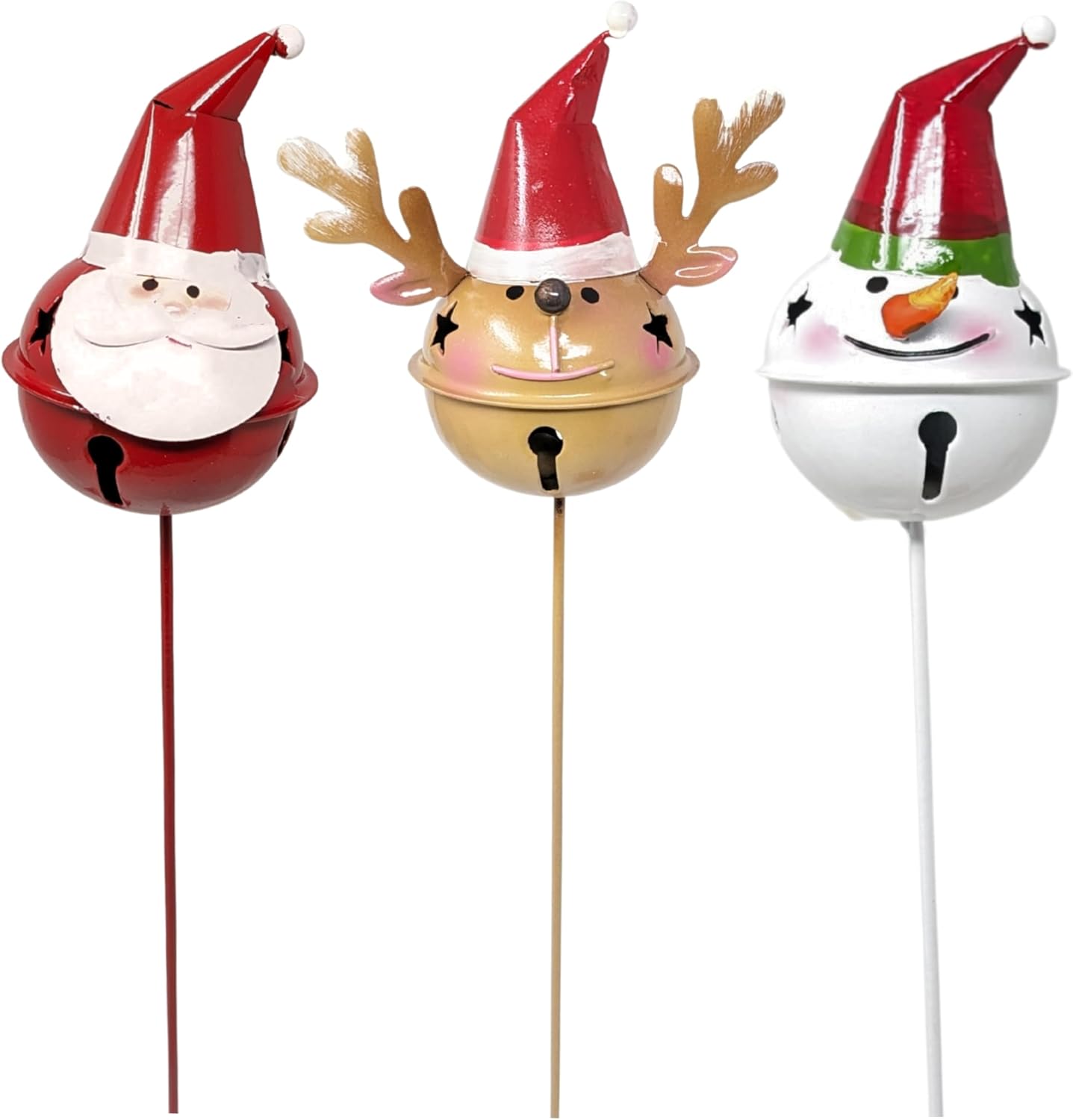 Christmas Metal Garden Stakes 3-Piece Set – Vintage Style Snowman, Reindeer & Santa Outdoor Yard Decorations, Hand-Painted Rustic Winter Lawn Porch Patio Decor for Home & Garden Lovers