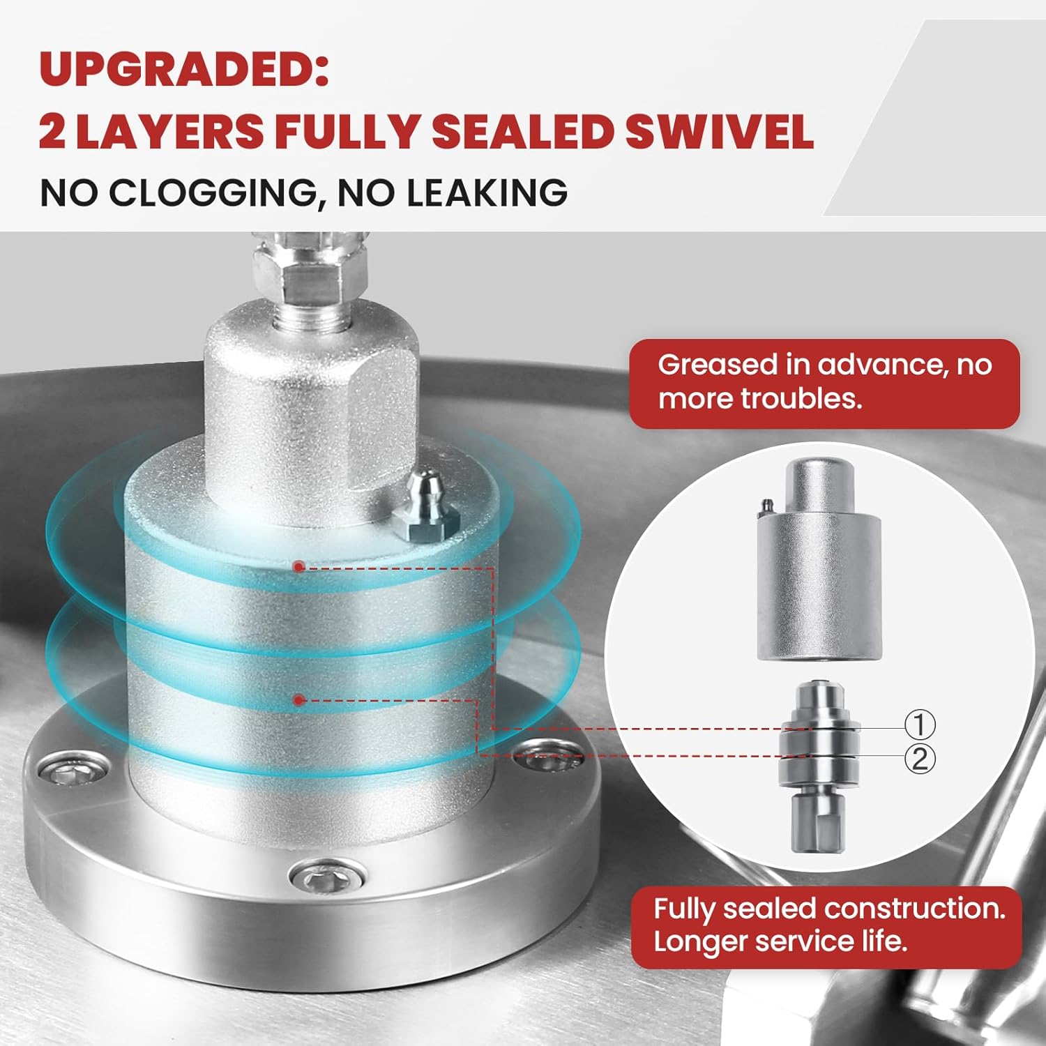 WOJET 22" Pressure Washer Surface Cleaner with 4 Wheels & Dual Handles & 3 Nozzles, 4500PSI 6GPM Stainless Steel Pressure Washer Attachment for Concrete Driveway Sidewalk Deck Patio, Commercial Grade