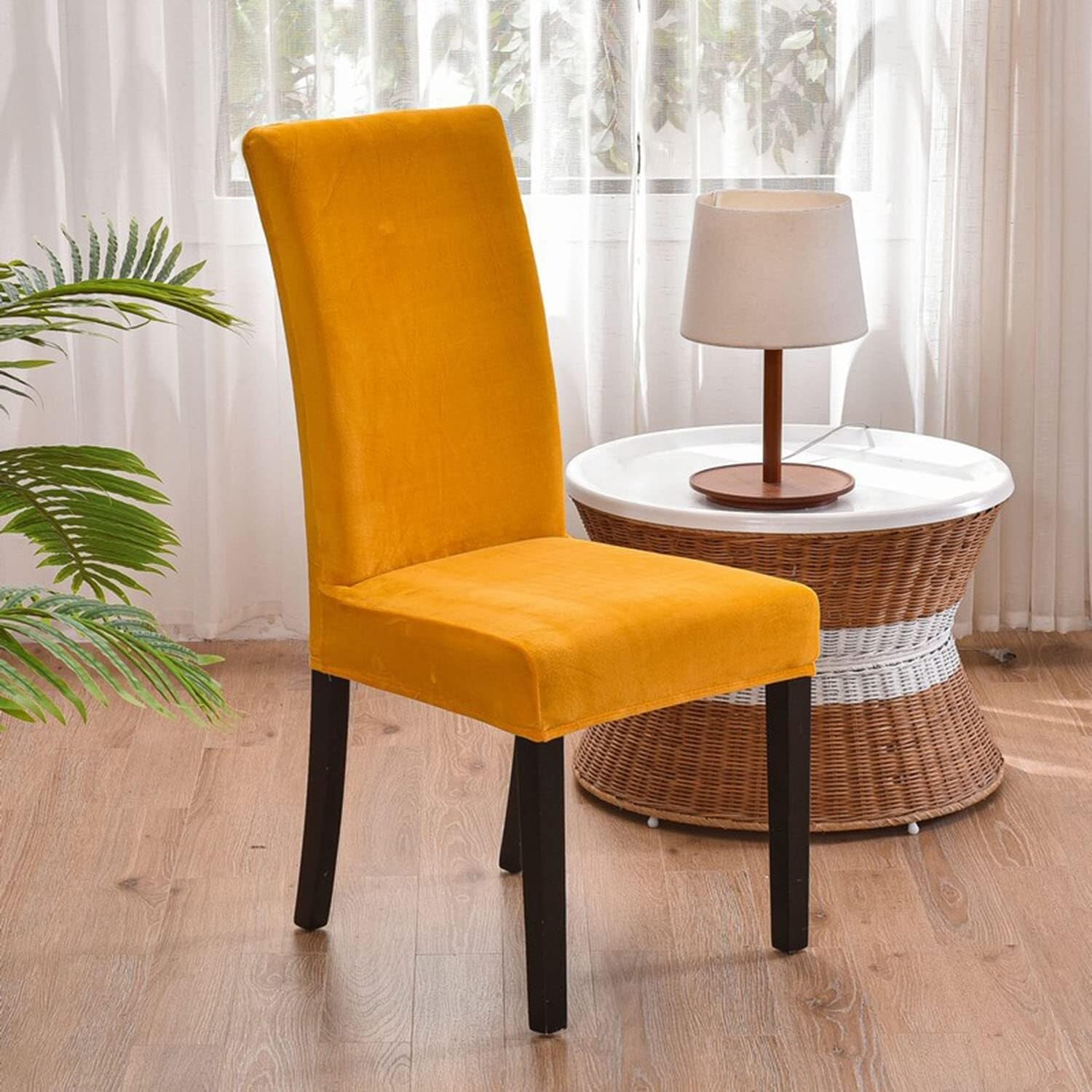 NMVAWIPT Luxury Velvet Dining Room Chair Covers, Stretchable Slipcovers With Elastic Band, 2 Pack Universal Fit(#8)