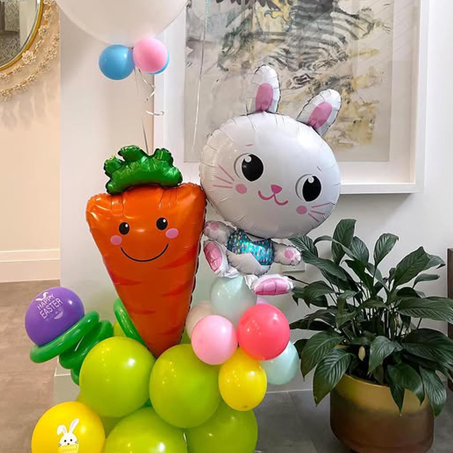 Easter Bunny Balloon Set 6PCS 31.6in Large Foil Rabbit Decorations for Easter Party Spring Celebration Egg Hunt Home Decor and Photo Backdrops