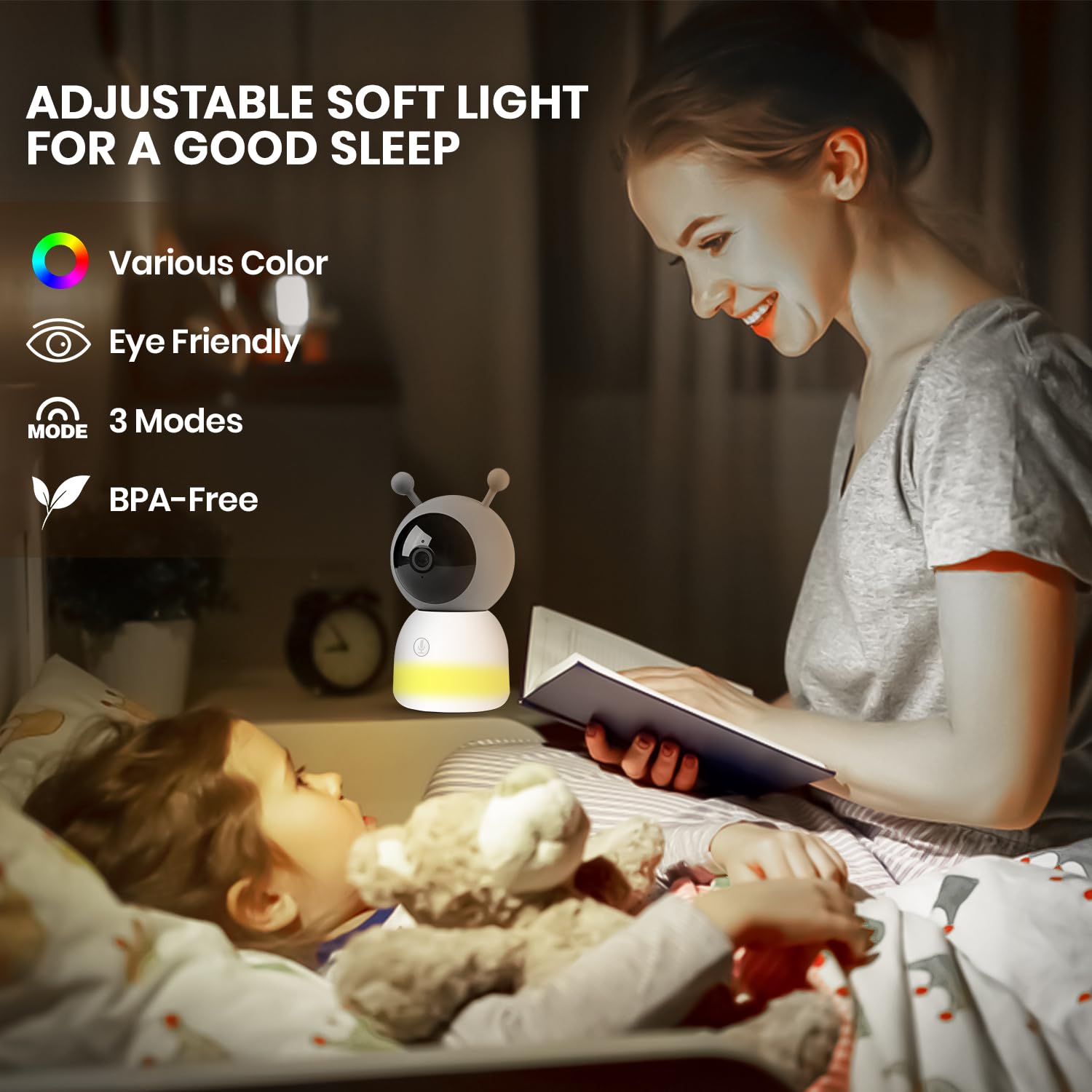 RFAQK Baby Monitor with WiFi, 2K Video Baby Camera Monitor 5" HD Screen, Night Vision - Image 4