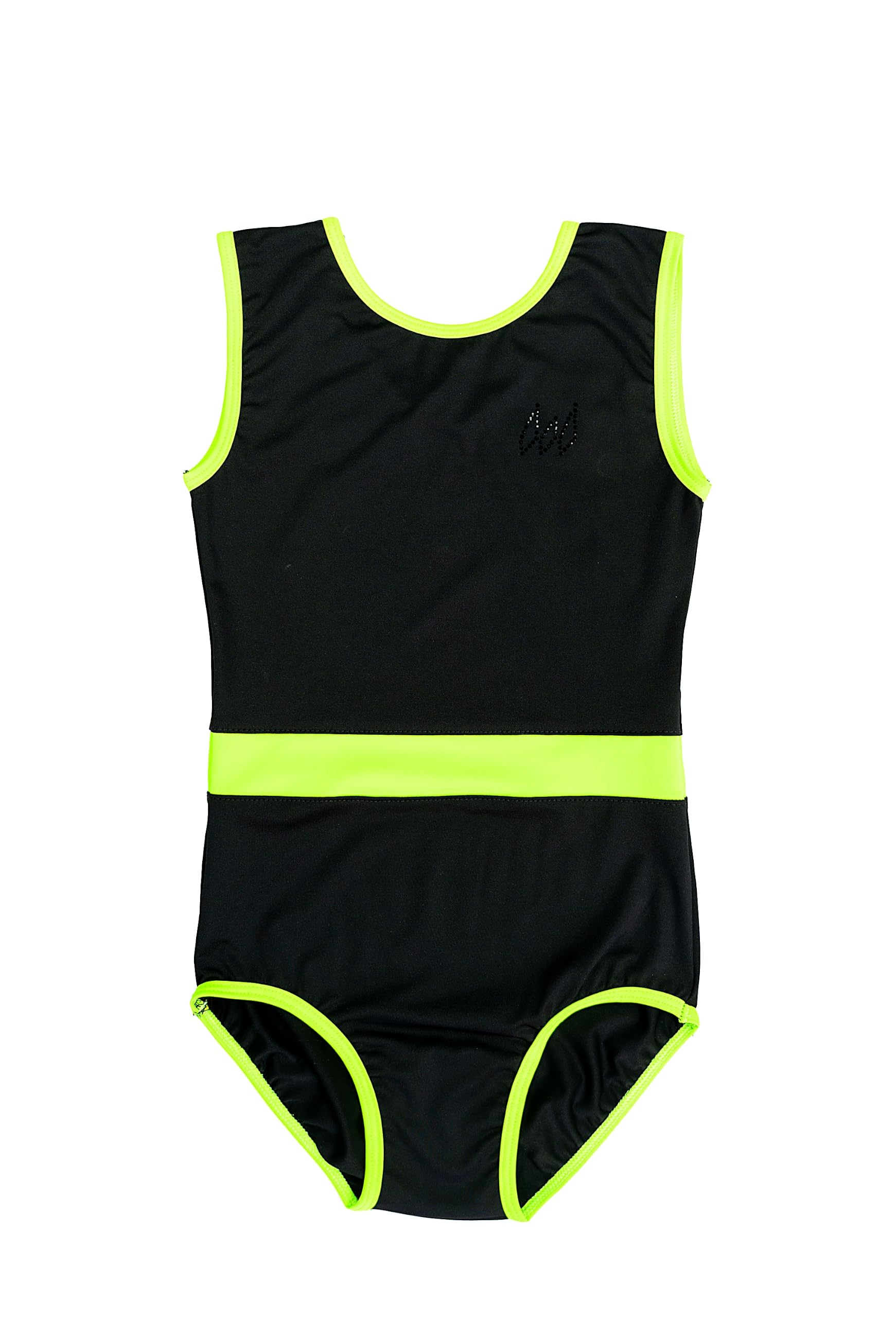 Justaucorps de Gymnastique Fille avec Ceinture Colorée | Gymnastique Rythmique, Ballet, Danse et Acrobatie | Stretch 4 Directions, Tissu Stretch Premium, Noir