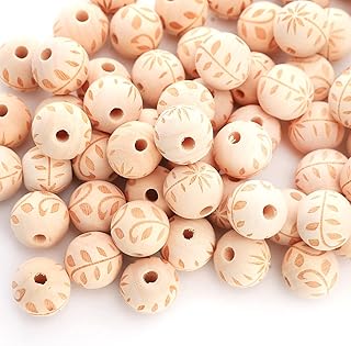 CBCMY 60 Pieces 20mm Carved Wooden Beads are Used to Make handicrafts, and unprocessed Wooden Beads are Used to Make Garlands, lace, Jewelry, Farmhouse Decoration and DIY by Hand.