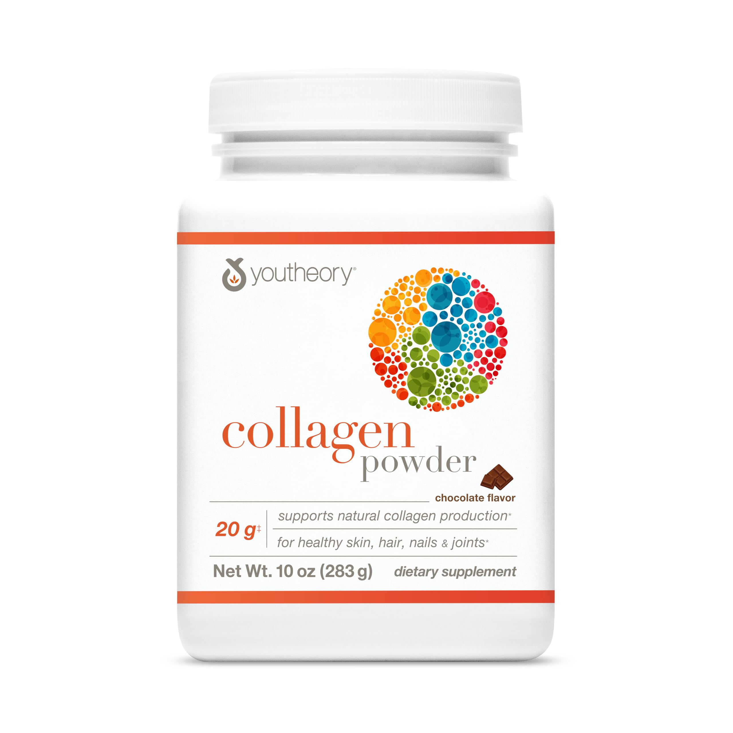 Youtheory Collagen Powder - Hydrolyzed Collagen Peptides with Vitamin C - Supports Healthy Bones, Joints & Immune System* - Chocolate - 10 oz (10-Day Supply)