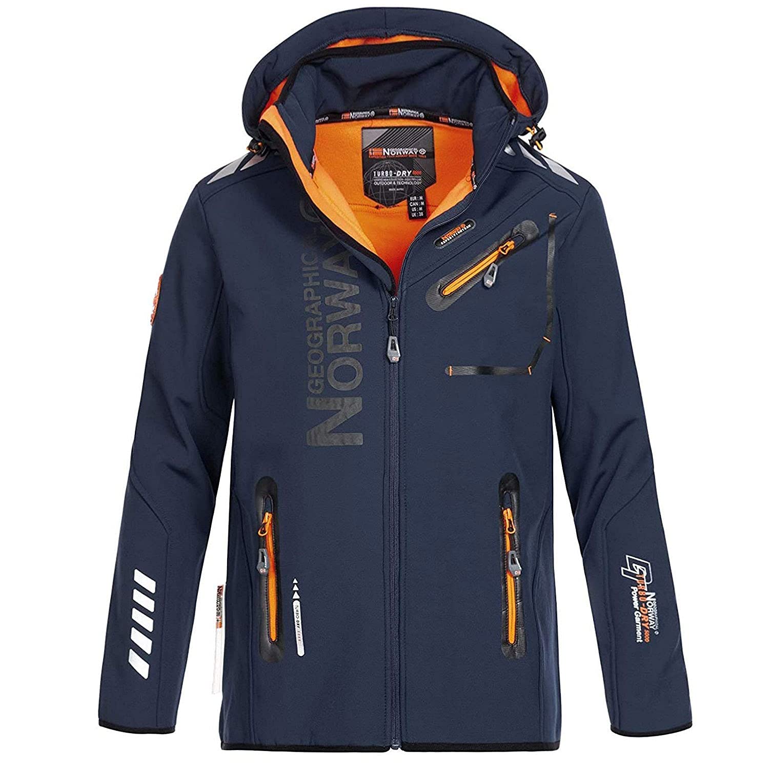 Geographical Norway Męska kurtka softshellowa, funkcyjna, outdoorowa, wodoodporna, w zestawie z beanie urbandreamz, Navy RO, M