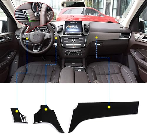 YIWANG Cubierta de panel de decoración de consola central, 3 piezas para Mercedes Benz GLS GLE GL ML 2013-2019 Accesorios para automóvil con volante