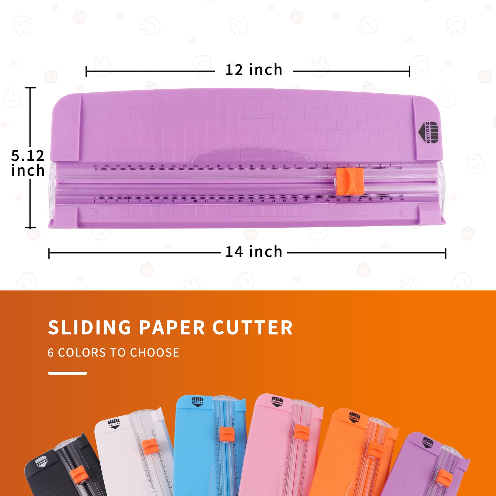 ZEQUAN Petit massicot violet A4 pour étiquettes, origami, cartes, photos, coupons, scrapbooking, papier stratifié et projets d'artisanat