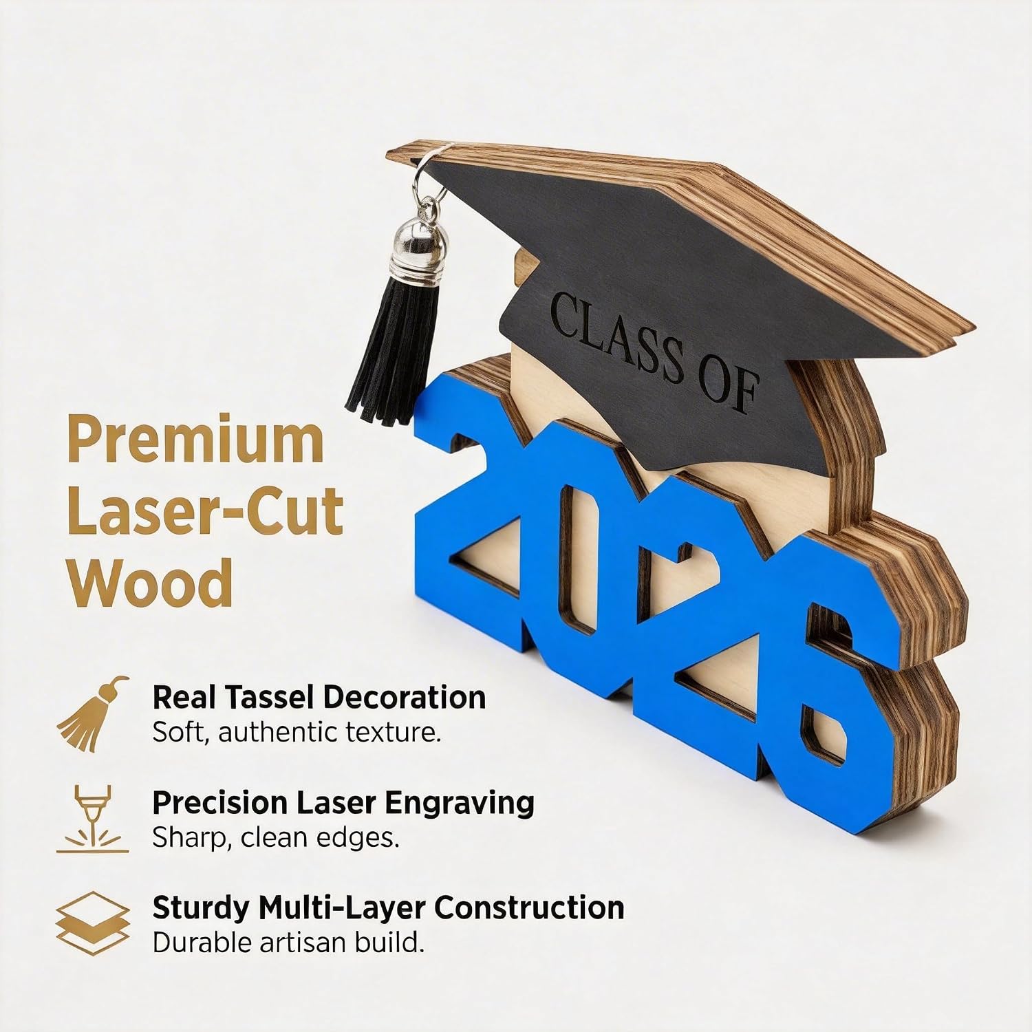 2026 Graduation Gifts Money Holder - Wooden Pull-Out Card with Graduation Cap Design - Class of 2026 Gifts for Him Her - Creative Cash Gift Ideas for Grad (Blue) image 4