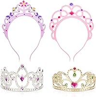 Melissa & Doug Dress-Up Tiaras for Costume Role Play (4 pcs),Pink, Purple, Silver, Gold