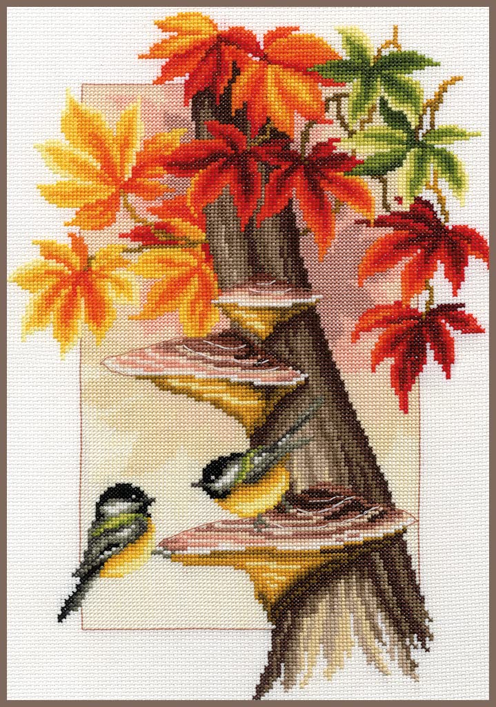 Broderie oiseaux d'automne kit complet point de croix déco maison DIY