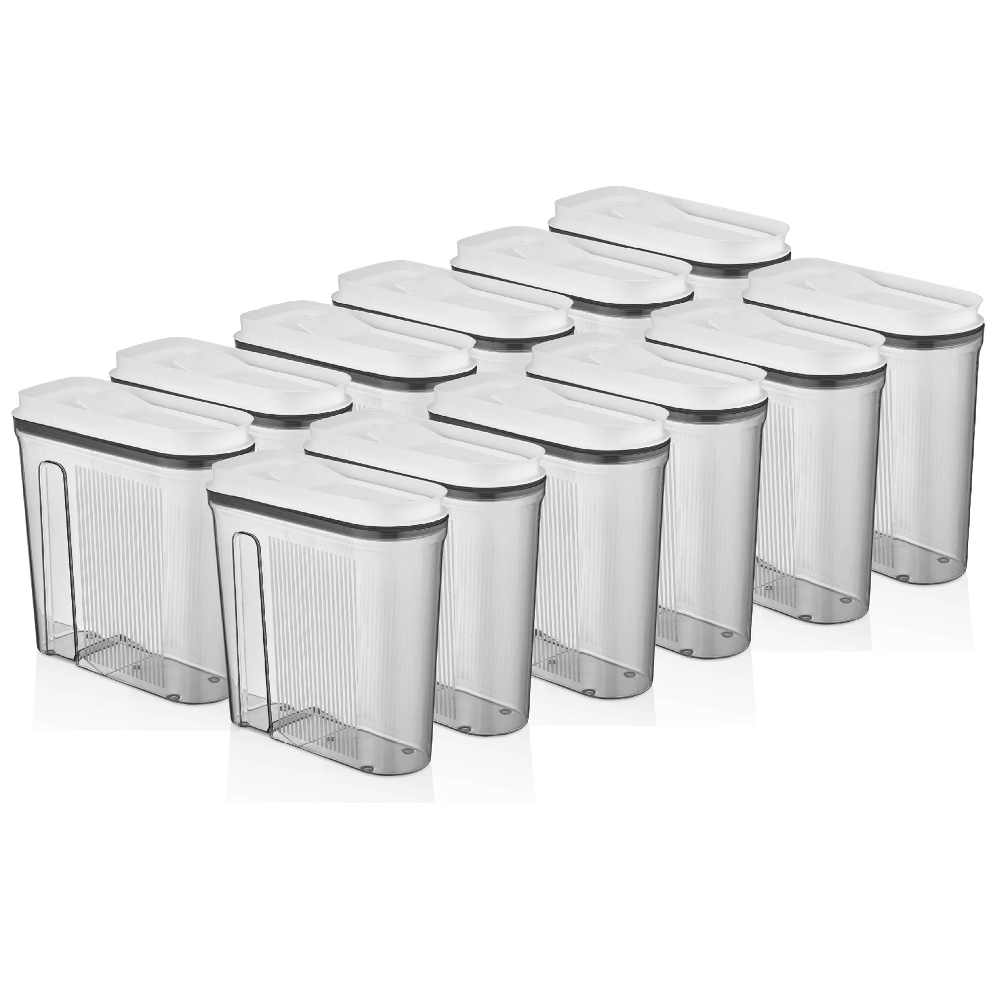 Vip Ahmet 12er Set Schmale Vorratsbehälter mit Dosierklappe - 4 Liter Transparent Luftdichte Küchen Aufbewahrung, BPA-frei, Schmales Design 25x25x10 cm VP-298
