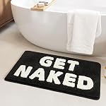 Ankah Get Naked Bath Mats, Rude Swear Words Unique Funky Cute Bathroom Rugs, Non Slip Rubber Backed Machine Washable, Cool Shag Absorbent Bath Rug for You Home, 17.32" x 29.92", GET Naked (Black)