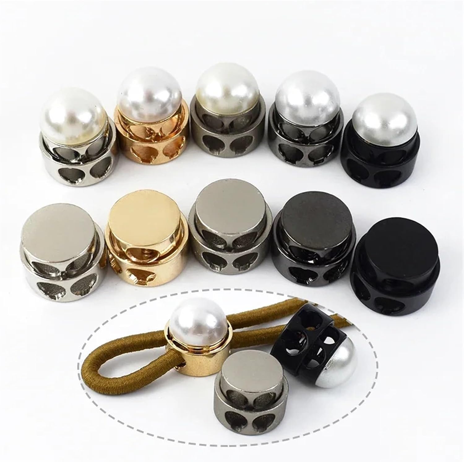 Cord Locks 20Pcs Round Metal Cord Lock Stopper Double Hole Clamp Clip Buckle Spring Elastic For Drawstring(Grey-13X17mm)
