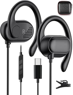 COOYA USB C Open Ear Headphones Type C Wired Earbuds for iPhone 17 16 15 Pro Max iPad A16 Air 6 Pixel 10 9 8a Over Ear Headsets Adjustable Hook w/Mic for Samsung S25 Ultra S24 S23 A35 for OnePlus 13