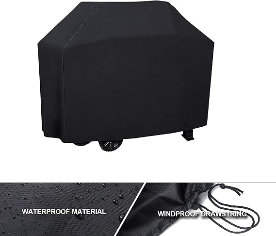Estefanlo BBQ Covers Waterproof Heavy Duty Large Grill Cover, 3-4 Burner Gas BBQ Covers, Windproof, Rip-Proof, Outdoor Large Barbecue Cover for Weber, Brinkmann, Char-Broil