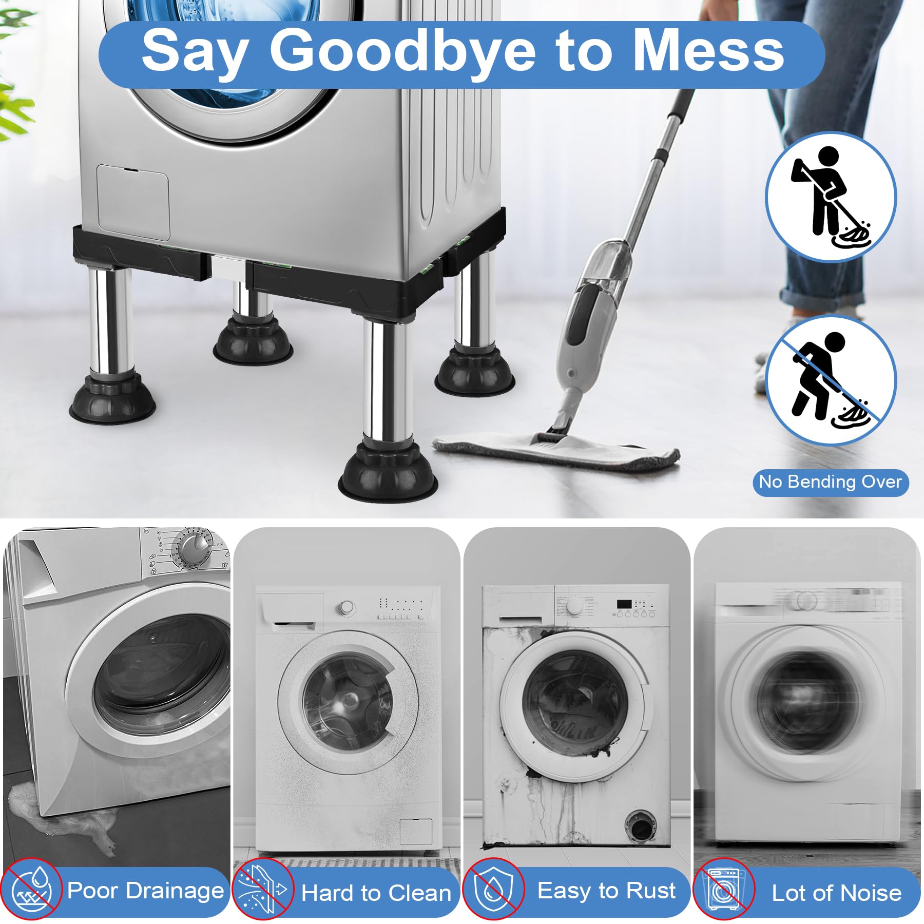 ToLanbbt Adjustable Appliance Stand | Mini Fridge/Washer Pedestal | Height 12.2-13.4", Length 16-24"