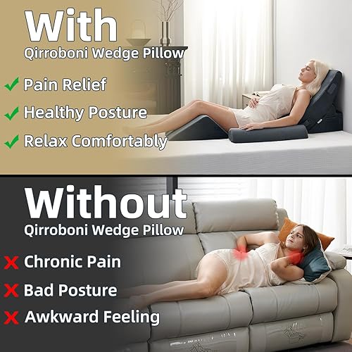 Miniatura 5 de Juego de 5 almohadas ortopédicas de cuña para cama, almohadas ajustables para alivio del dolor de cuello, espalda y piernas, cómoda y espuma