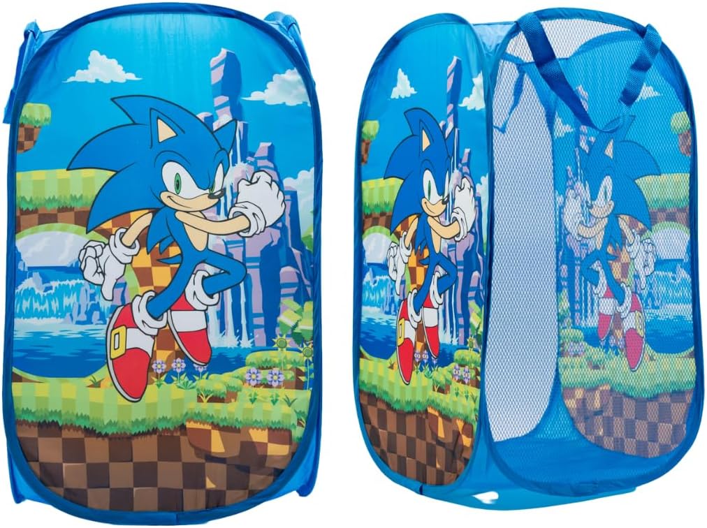 Sonic Anime Kids Room Collapsible Storage Bin Pop Up Hamper, One Size, (100% Officially Licensed Product)