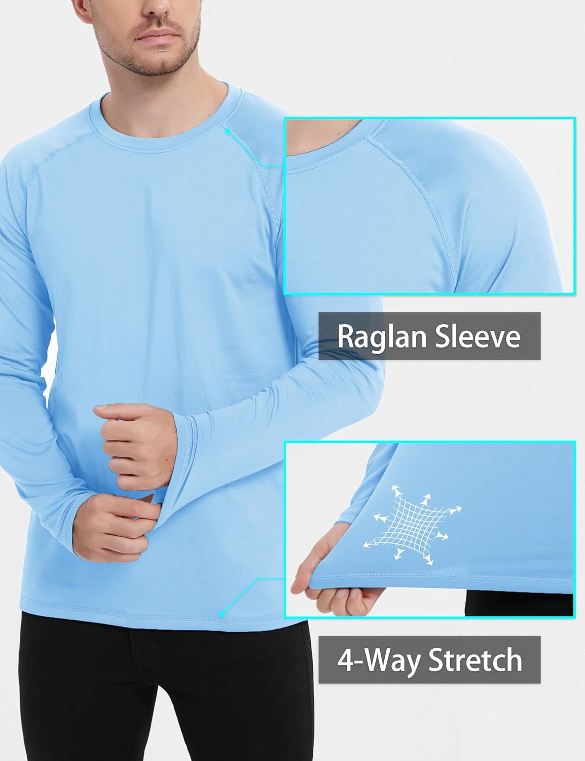 Cavva Mens Thermal Long Sleeve Shirts Base Layer Midweight Fleece Lined Undershirt Warm Athletic Workout Tops - Image 5
