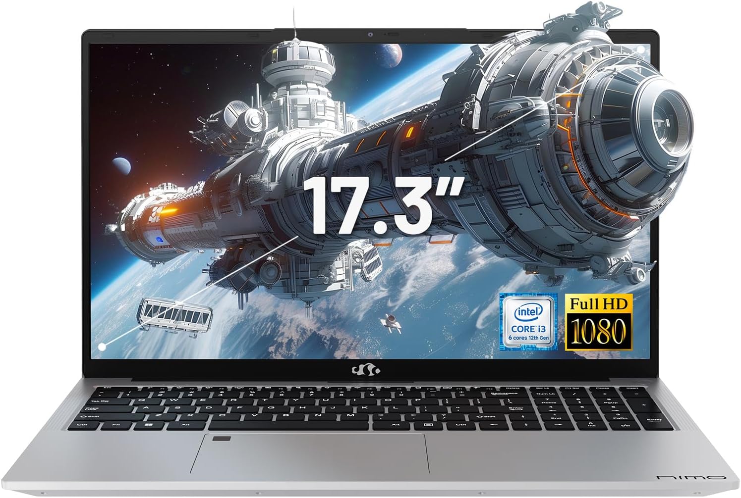 NIMO 17.3" IPS FHD Laptop, 6 Cores i3-1215U Processor (Up to 4.4GHz, Beat Ryzen 5 7520U) 16GB RAM 512GB SSD Computer with 65W Type-C Backlit KB Fingerprint HDMI, for School Home & Business