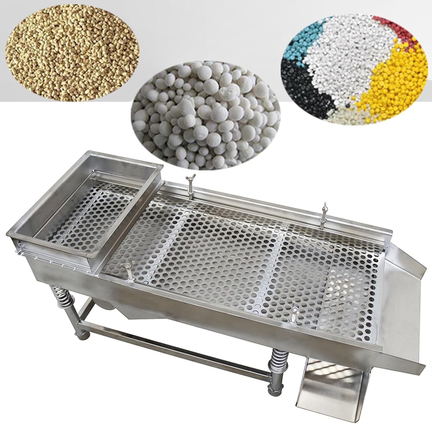 INTSUPERMAI Stainless Steel Straight Linear Vibrating Screen Vibrating Sieve Screen Shaker Straight Vibrating Sieve Screen Shaker Linear Sifter Shaker Screen Machine with One Layers 12mm Screen 110V