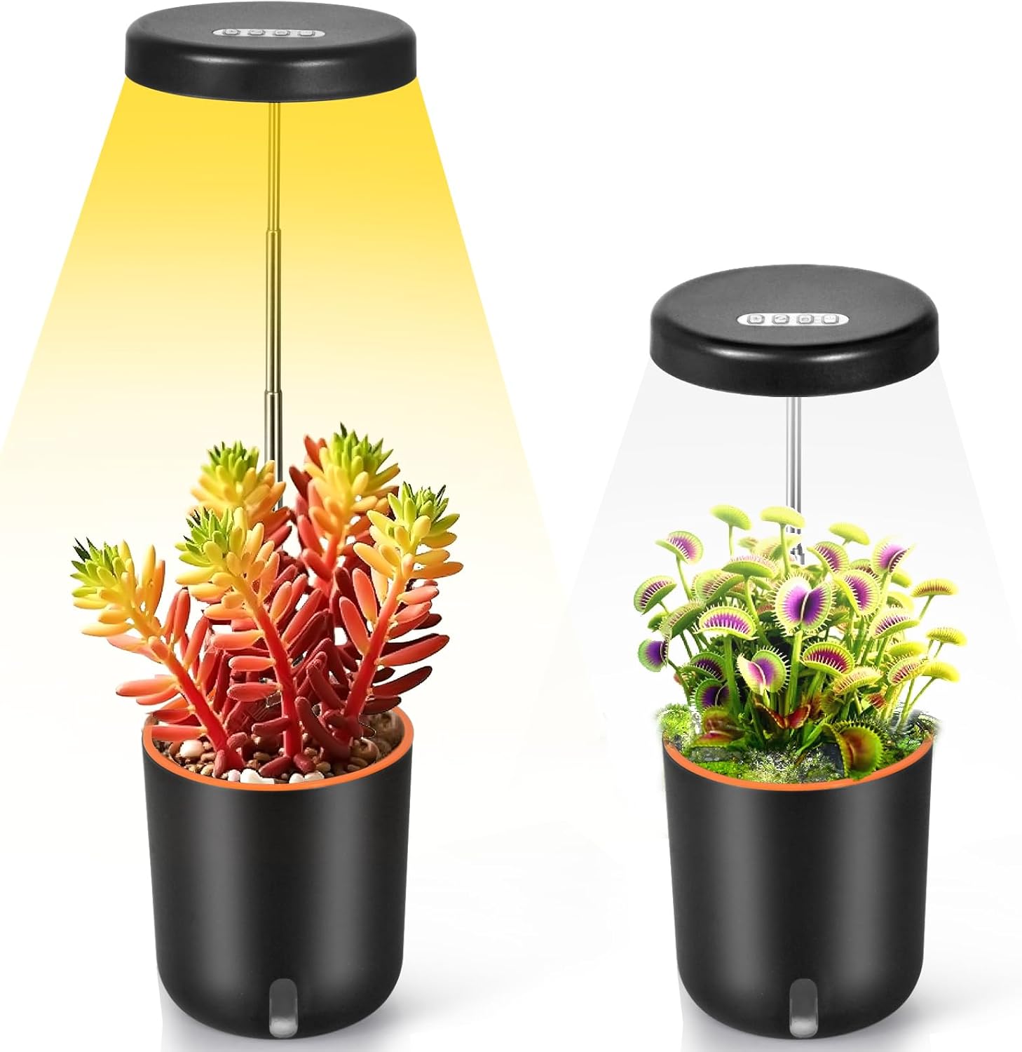 Full Spectrum Mini Grow Light with Self-Watering Planter - Adjustable Height Desk Pot for African Violet, Venus Fly Trap, Succulents, Small Indoor Plants, Office Home Decor