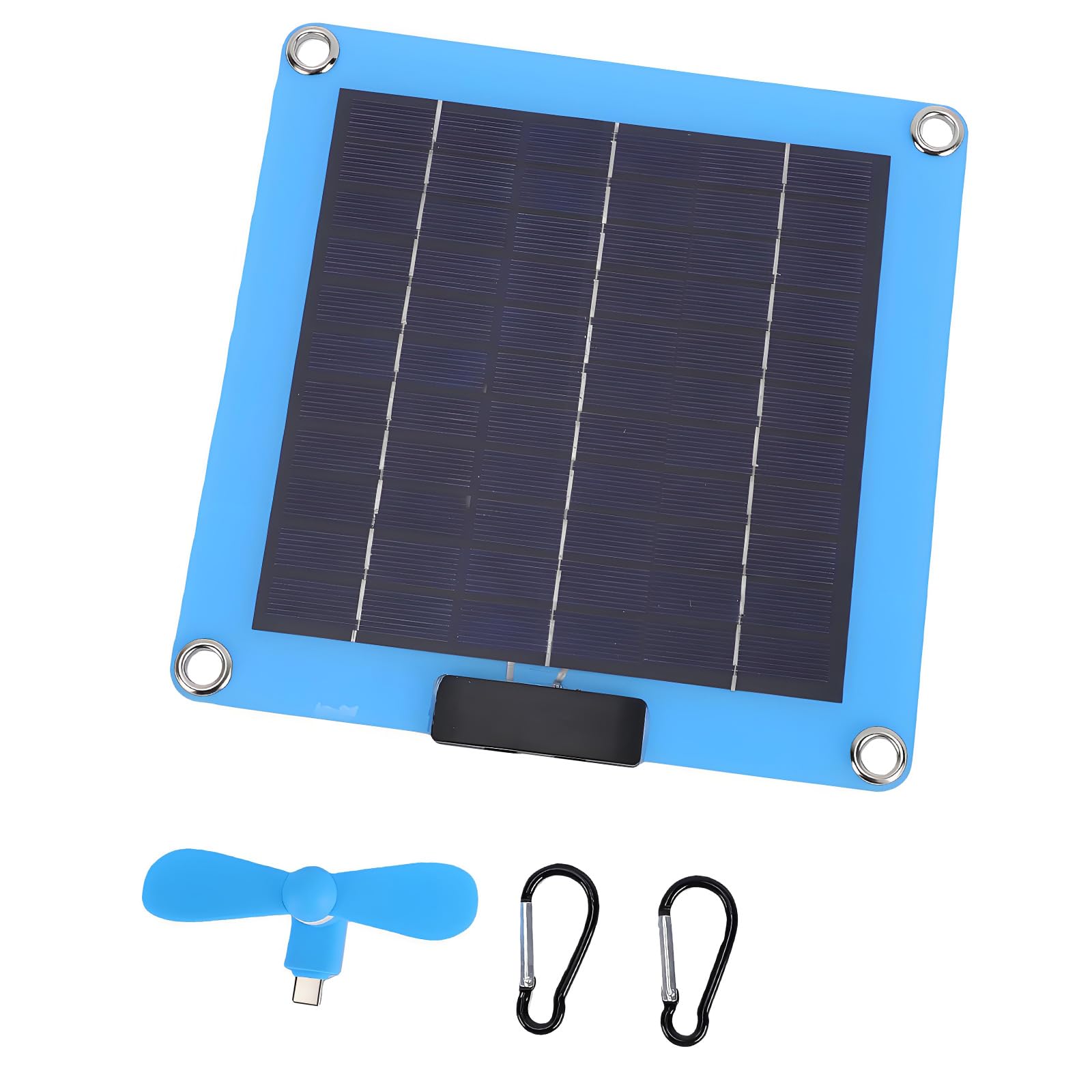 Cazstyk Blue Solar Phone Panel Set With Usb Output And Small Fan, Lightweight Backup Energy For Outdoor Activities And Travel Sun Powered Phone Backup Picnic Trail