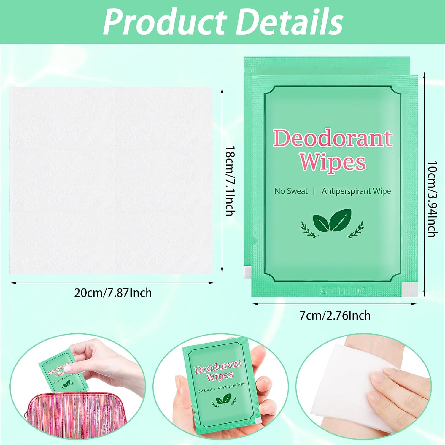 200 PCS Deodorant Wipes Individually Wrapped, Antiperspirant Wipes, Travel Size Hand Wipes Bulk, Personal Body Wipes for Women Men, Fresh Scent