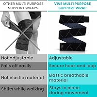 Vista 8 de Vive Elastic Knee Wrap - Ankle, Foot, Calf & Wrist Support for Pain Relief - Compression Bandage for Legs, Edema, Weightlifting, Sports, Plantar